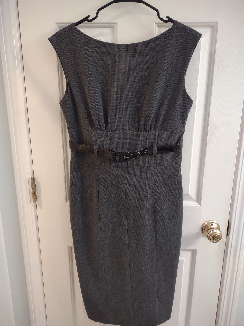 Grace Elements Charcoal Midi Sheath Dress with Black Belt